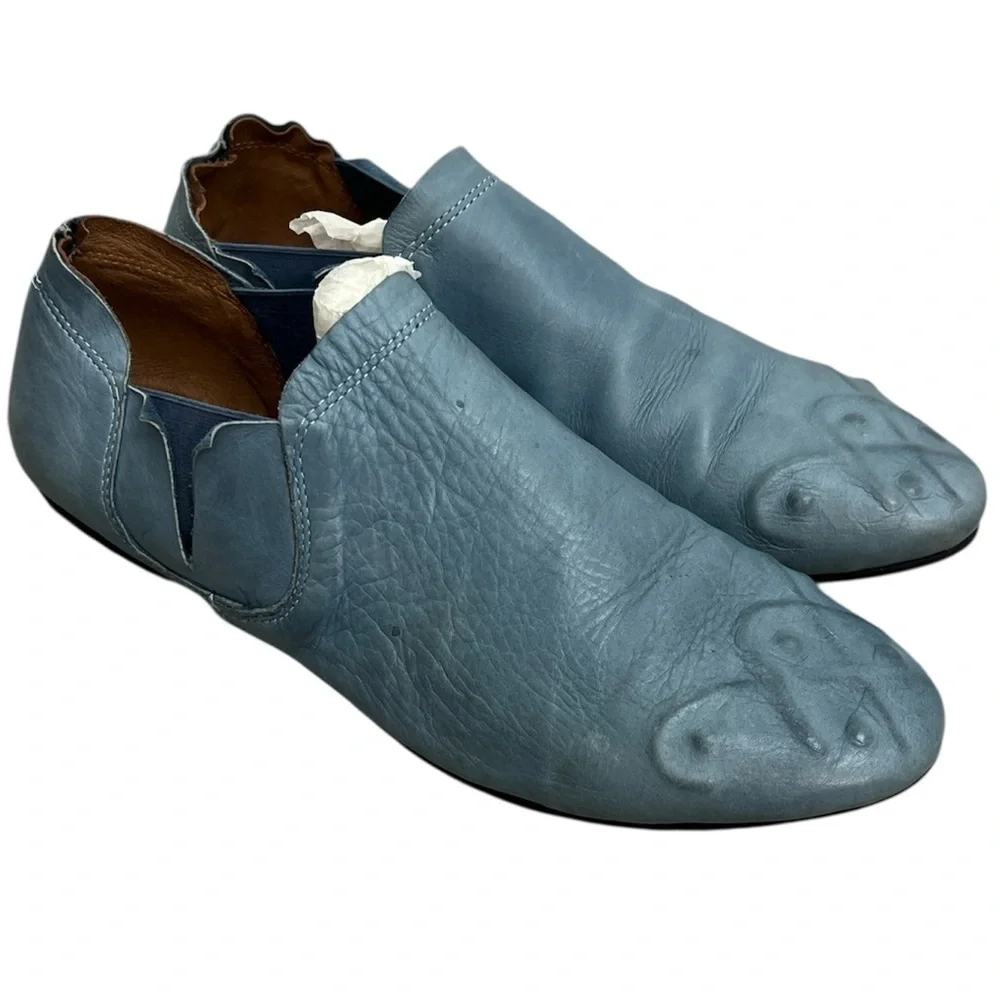Bueno Turkey soft blue leather molded detail slip on shoes slides EU 40 US 9-9.5 - Picture 2 of 13